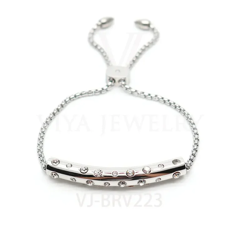Luxury Stainless Steel With Stone Setting Chain Bracelet